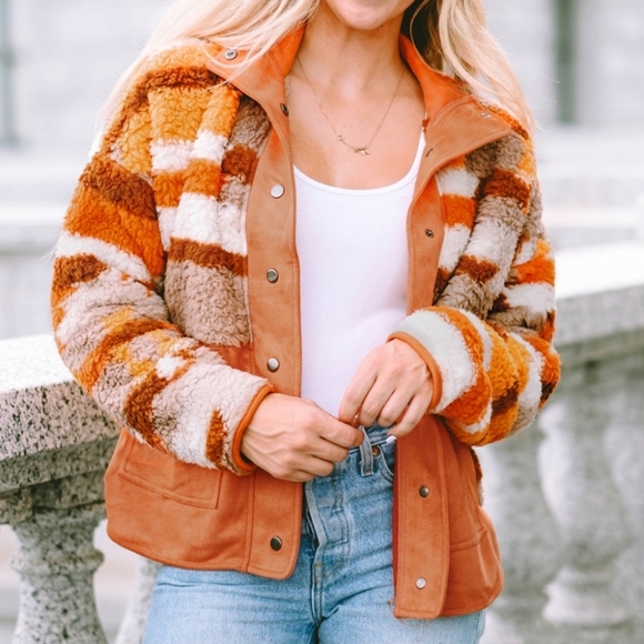Fall Colors 🍁🍂 Faux Sherpa Jacket - Picture 2 of 6